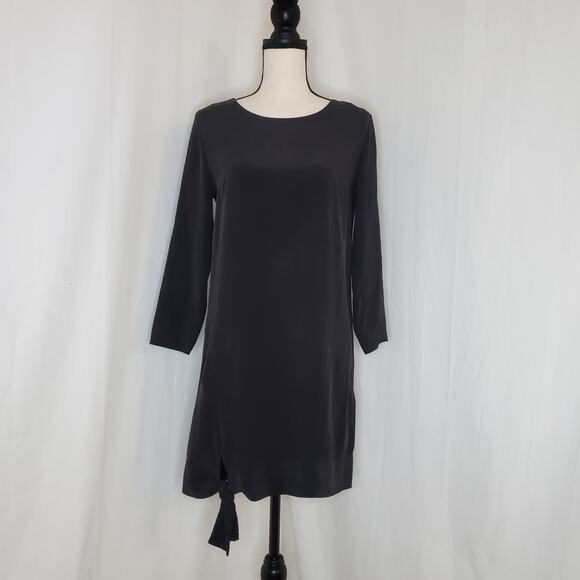 AllSaints Black Neely Silk Dress Size 2 - Picture 2 of 12